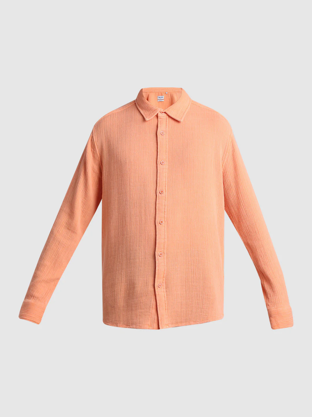 Men Orange Self Design Cotton Regular Fit Casual Shirt - Image 7