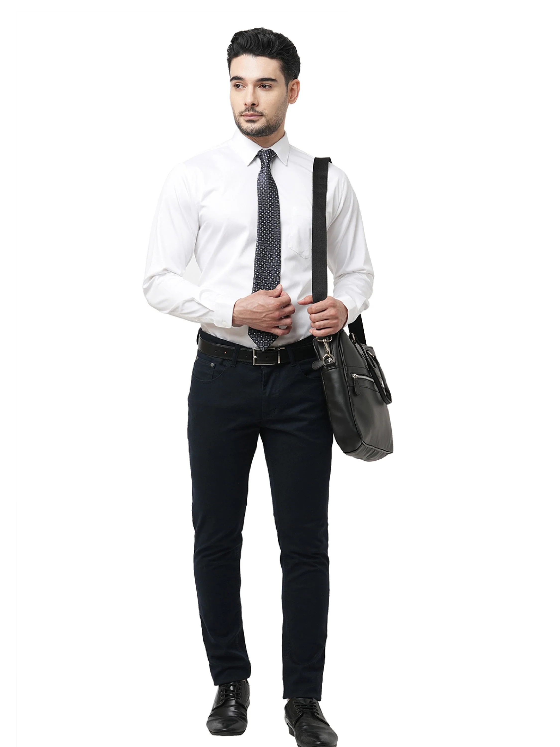White Cotton-Stretch Formal Shirt - Image 6