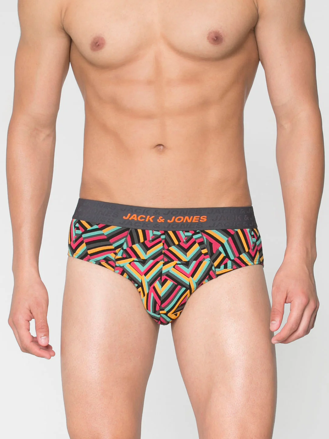 Orange Multicoloured Abstract Print Briefs