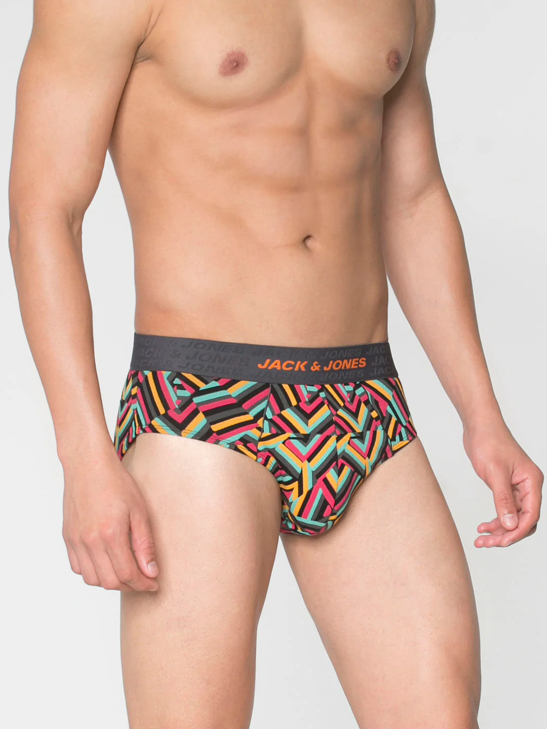 Orange Multicoloured Abstract Print Briefs - Image 3