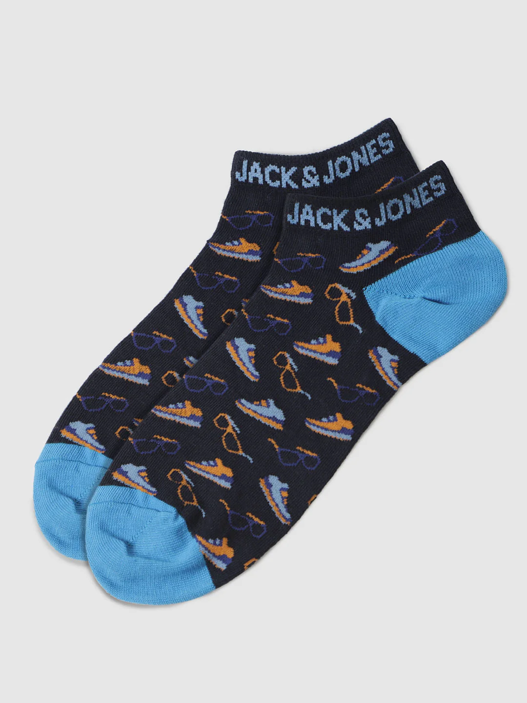 Blue Sunglasses And Sneakers Print Ankle Length Socks