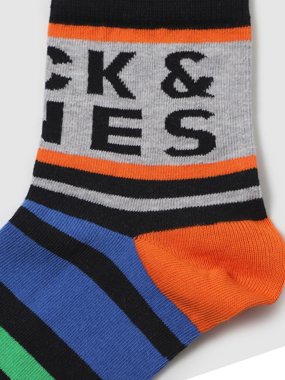 Black Multicoloured Striped Mid Calf Length Pack Of Three Socks - Image 7