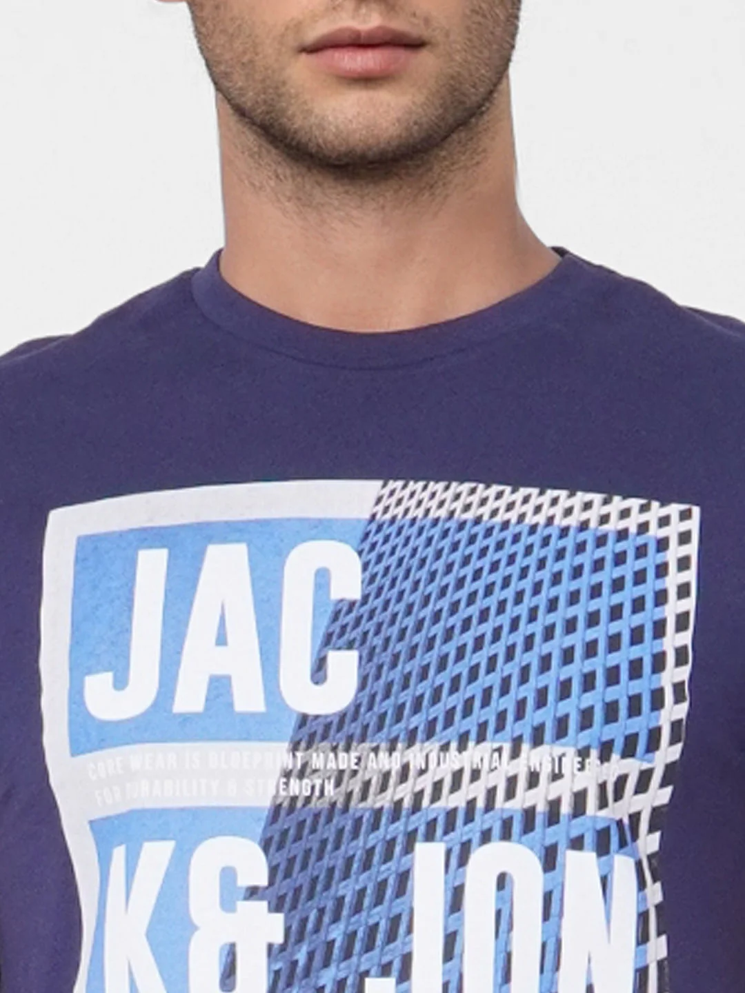 Blue Graphic Print Crew Neck T-shirt - Image 5