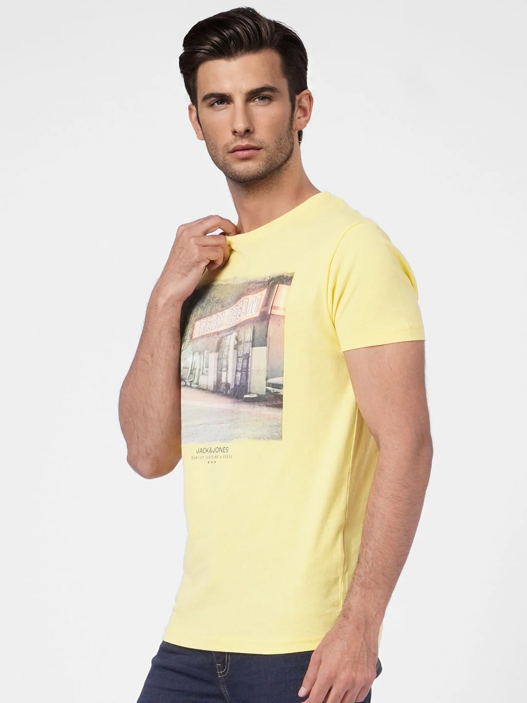 Yellow Graphic Print Crew Neck T-shirt - Image 3