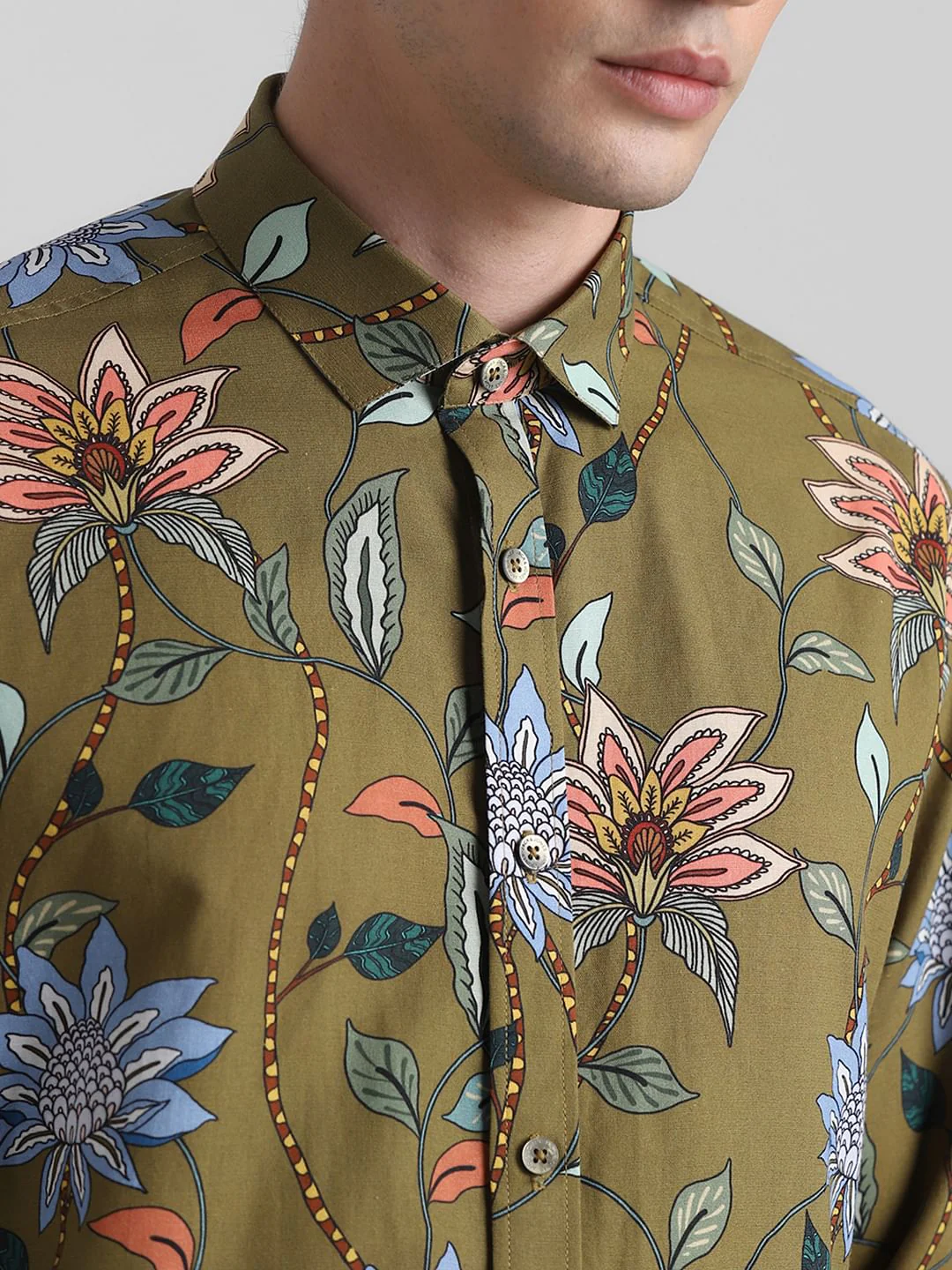 Green Floral Full Sleeves Shirt - Image 5