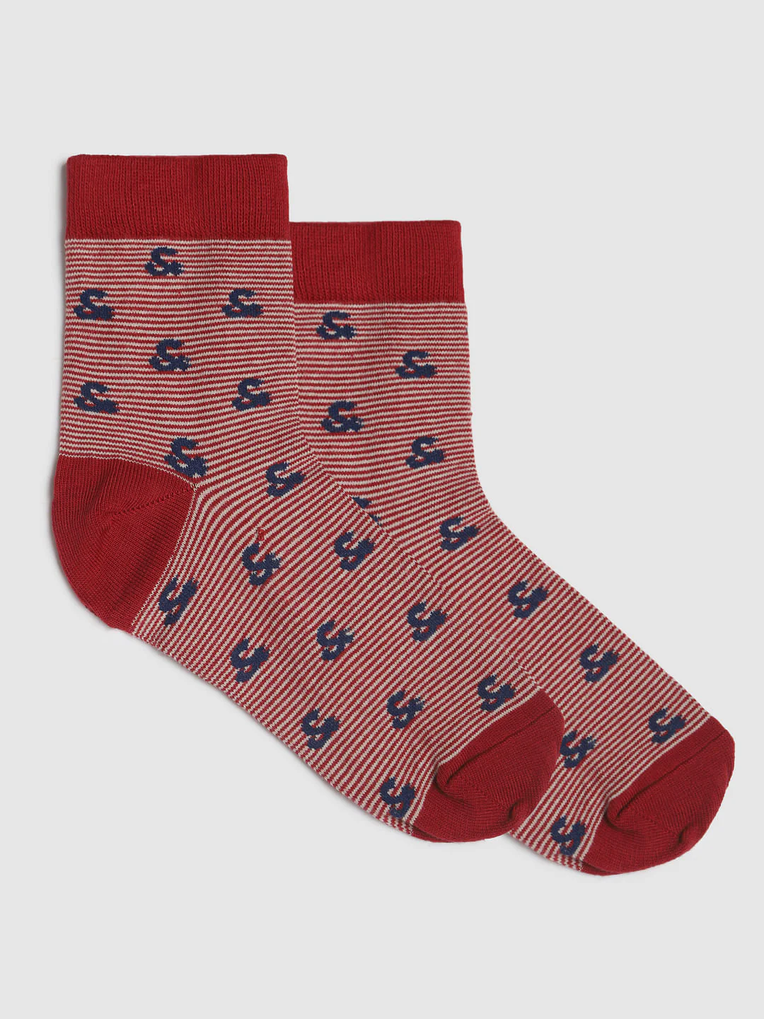 Red Printed Mid Calf Length Socks
