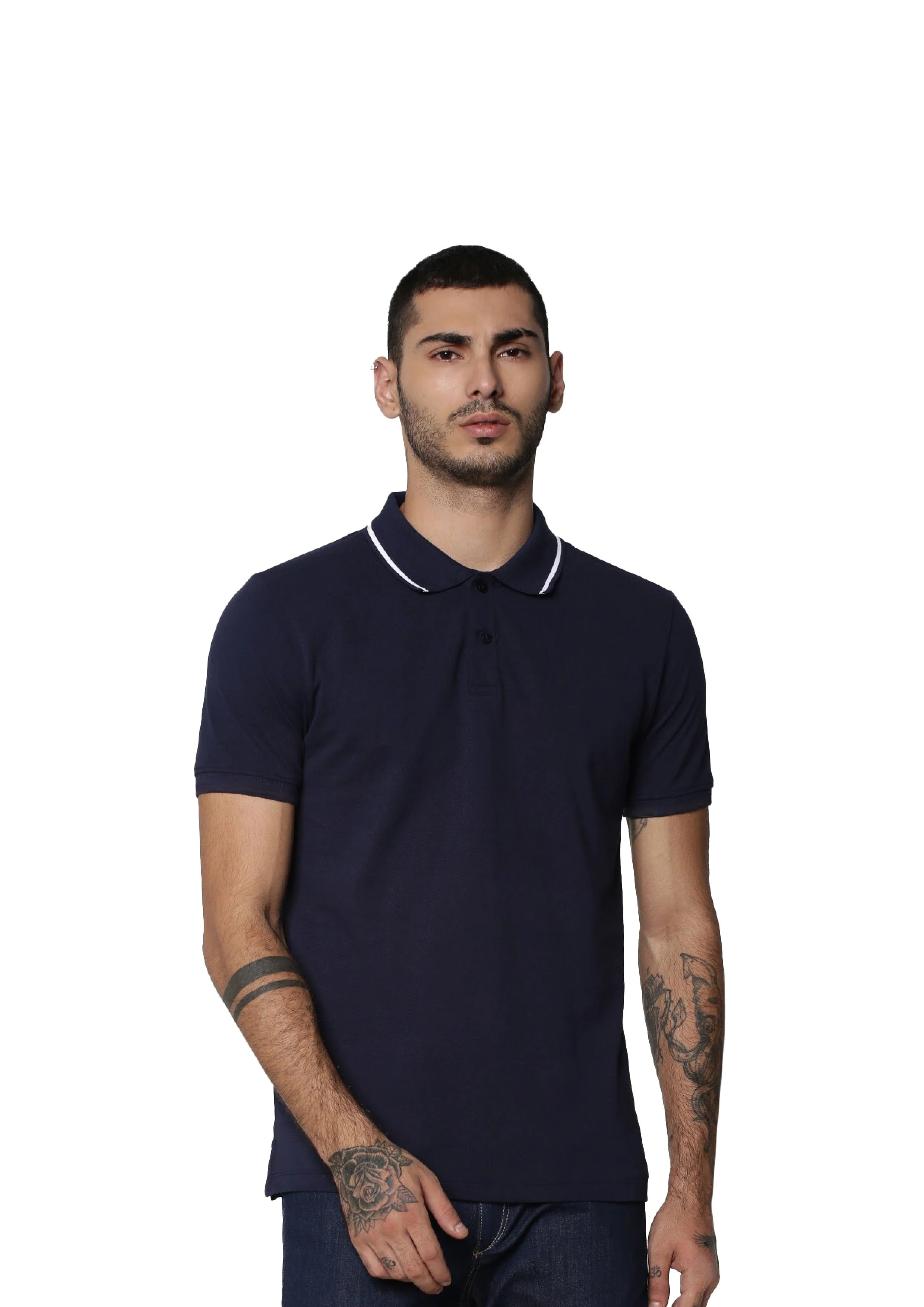 Navy Cotton Cool Max Polo - Image 4