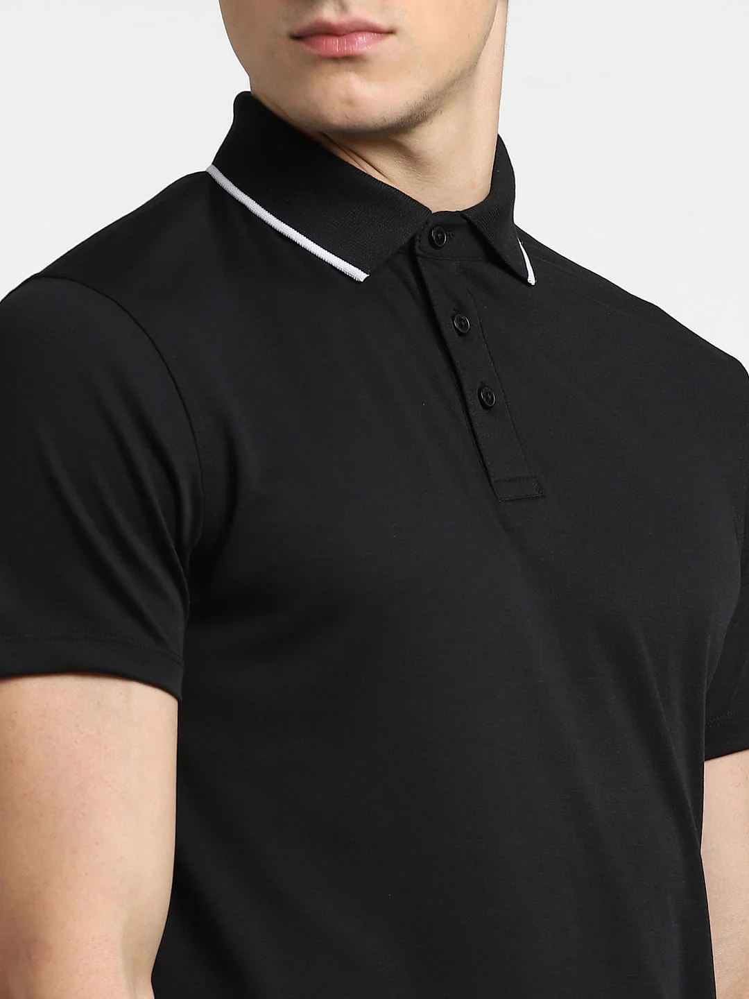 Black Contrast Tipping Cool Max Polo - Image 12