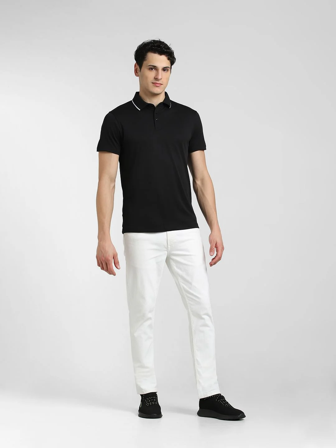 Black Contrast Tipping Cool Max Polo - Image 13