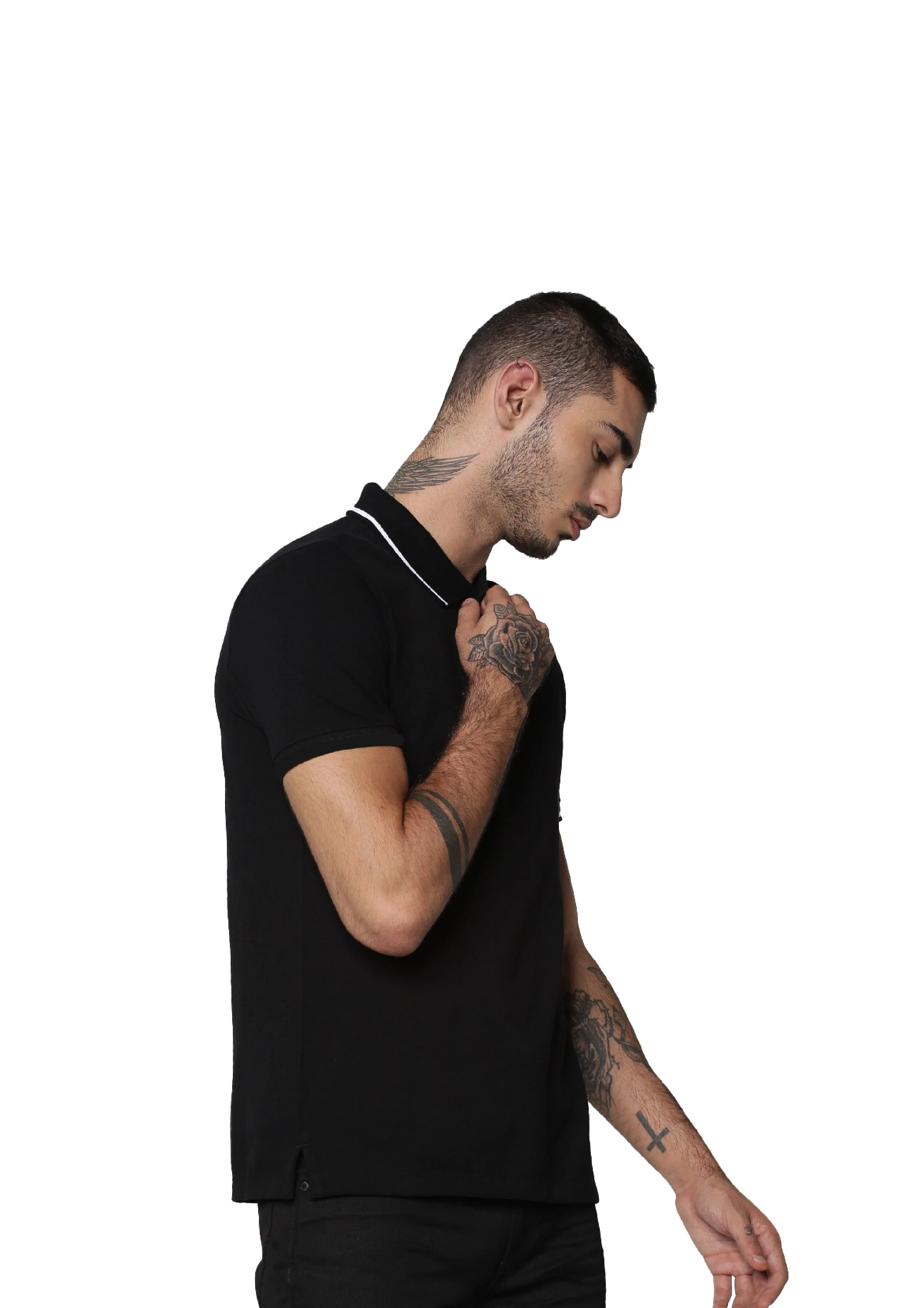 Black Contrast Tipping Cool Max Polo - Image 3