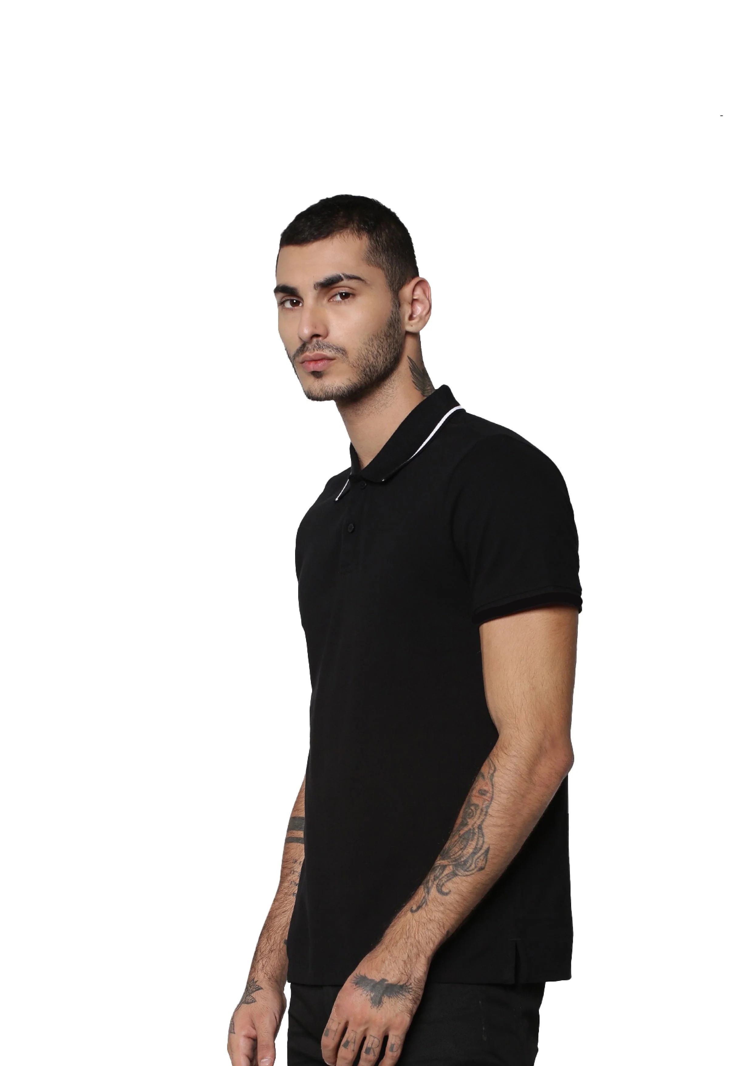 Black Contrast Tipping Cool Max Polo - Image 4