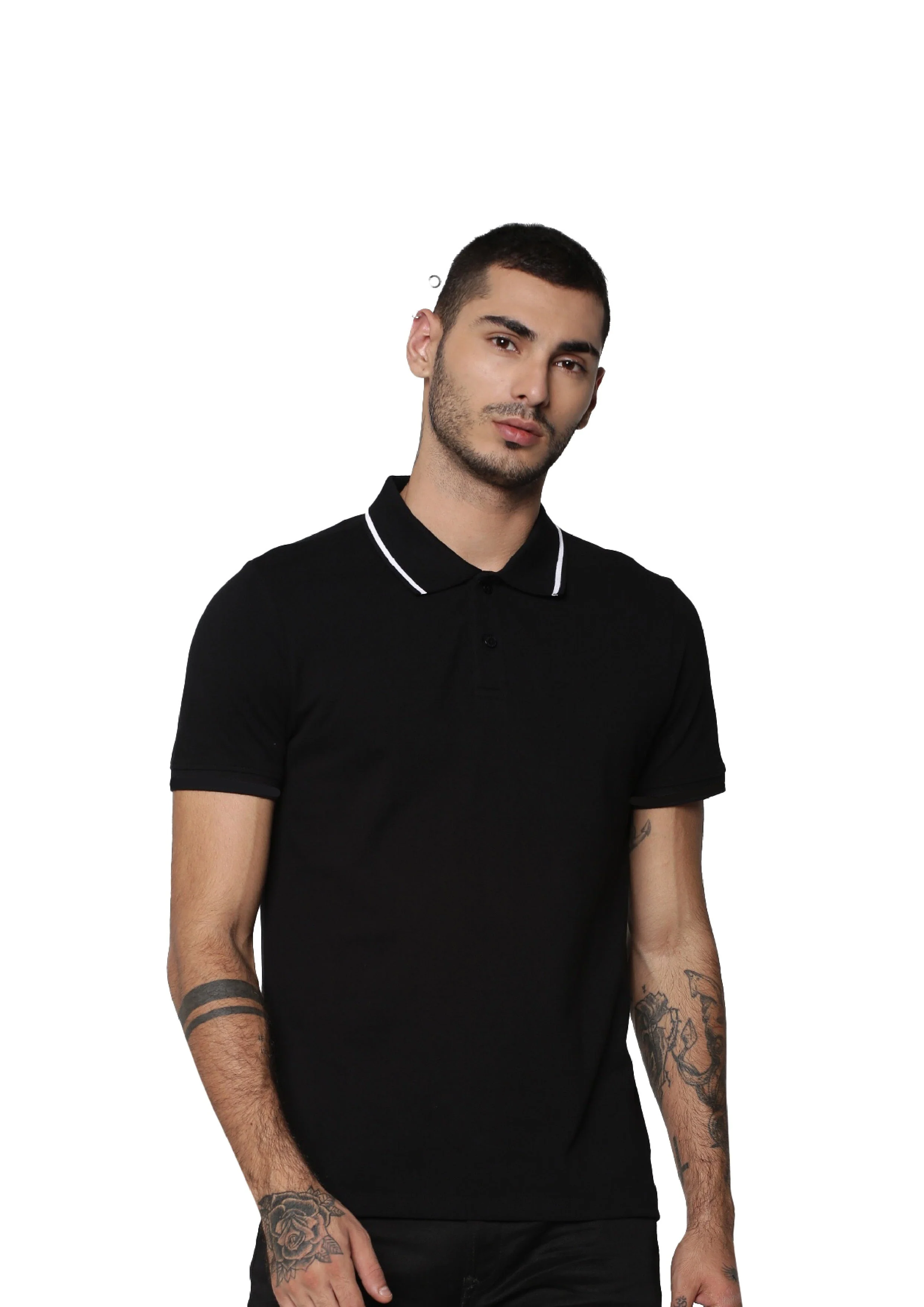 Black Contrast Tipping Cool Max Polo - Image 5