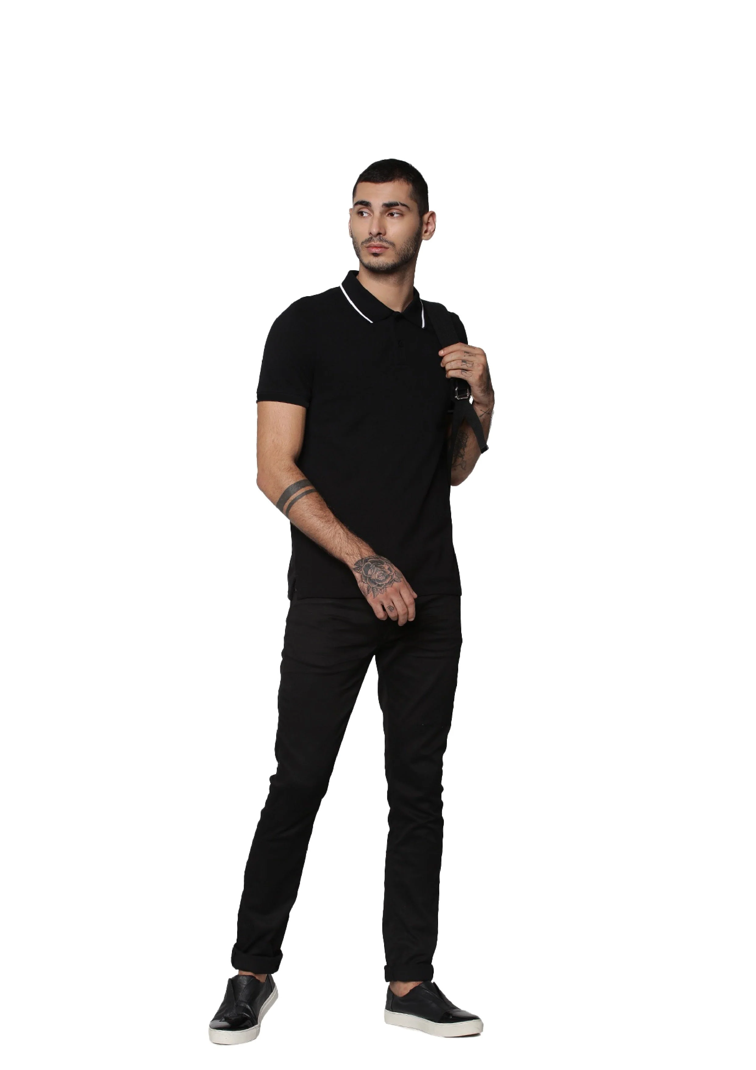 Black Contrast Tipping Cool Max Polo - Image 6