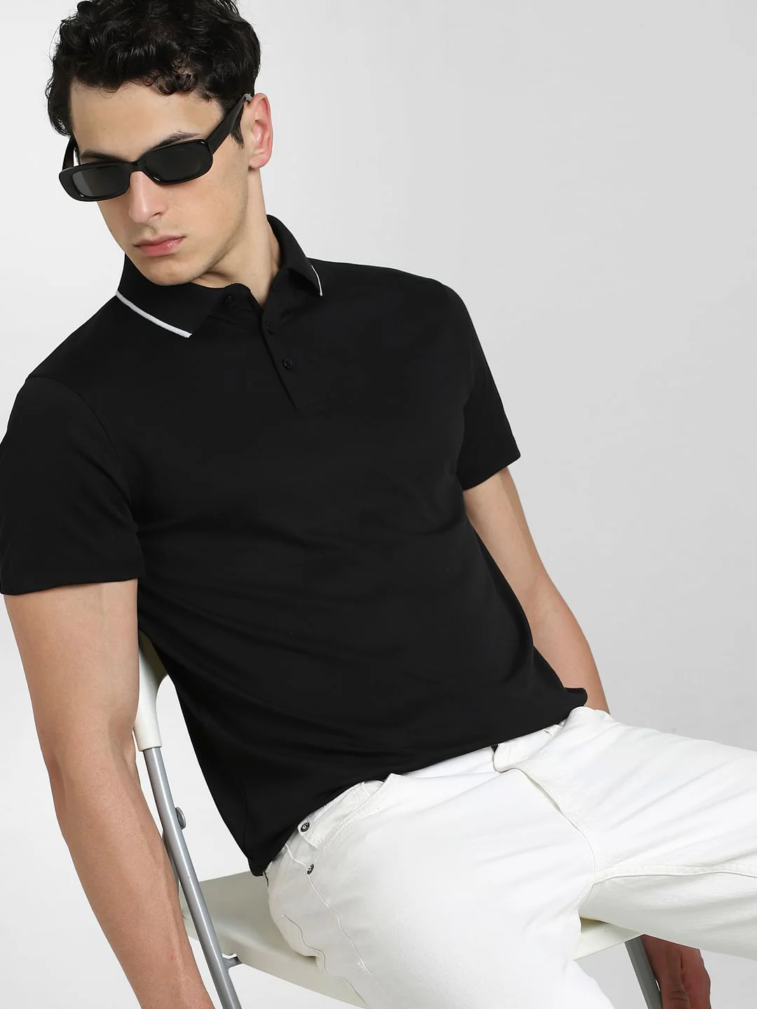 Black Contrast Tipping Cool Max Polo - Image 8