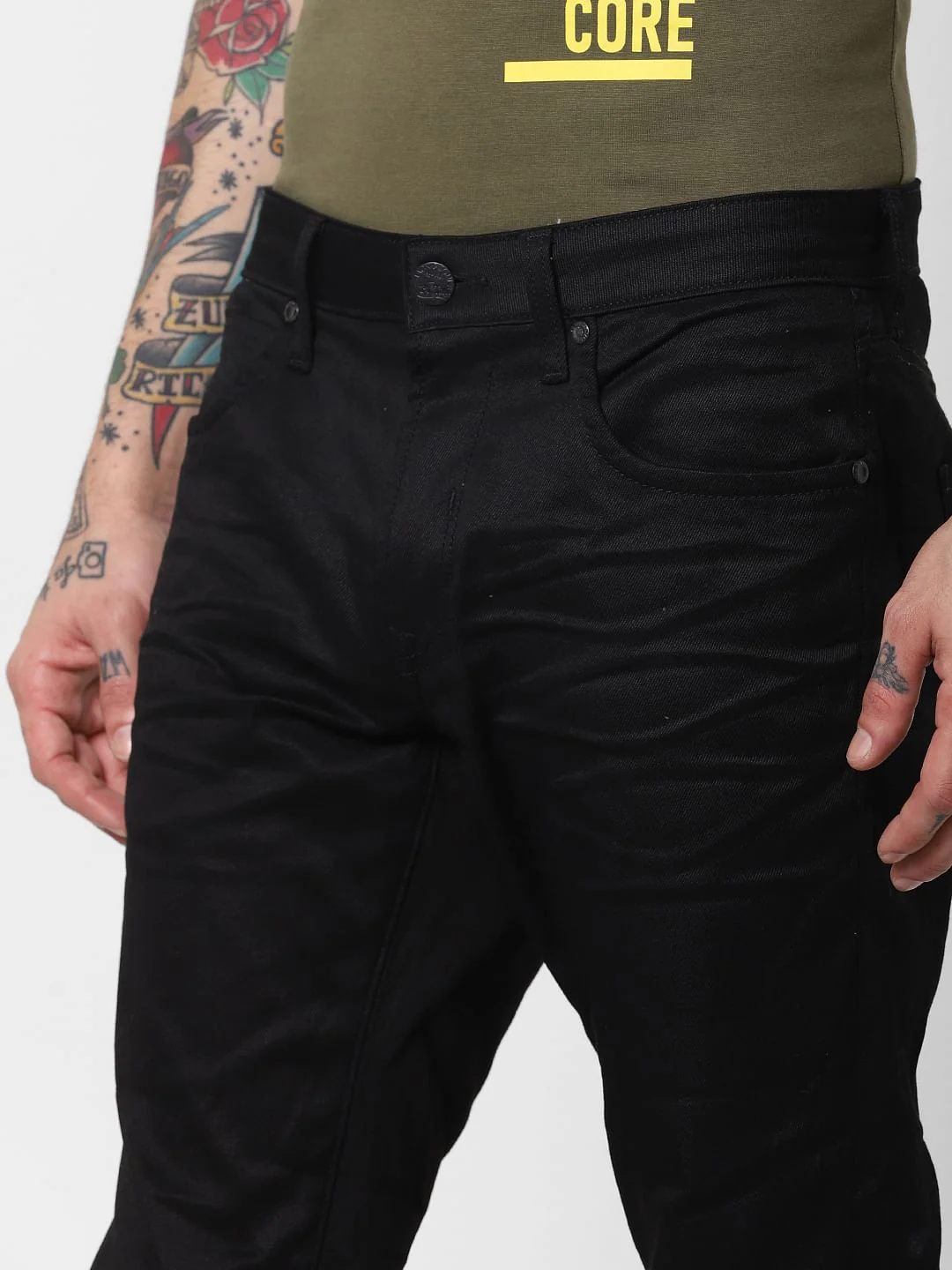 Black Mid Rise Clark Regular Fit Jeans - Image 5