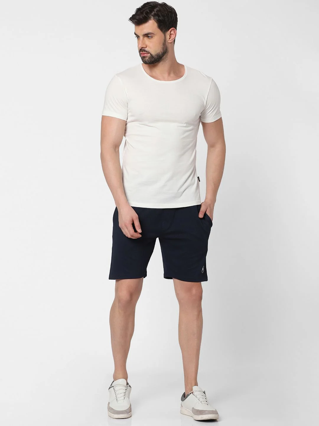 Navy Blue Logo Print Sweatshorts - Image 2