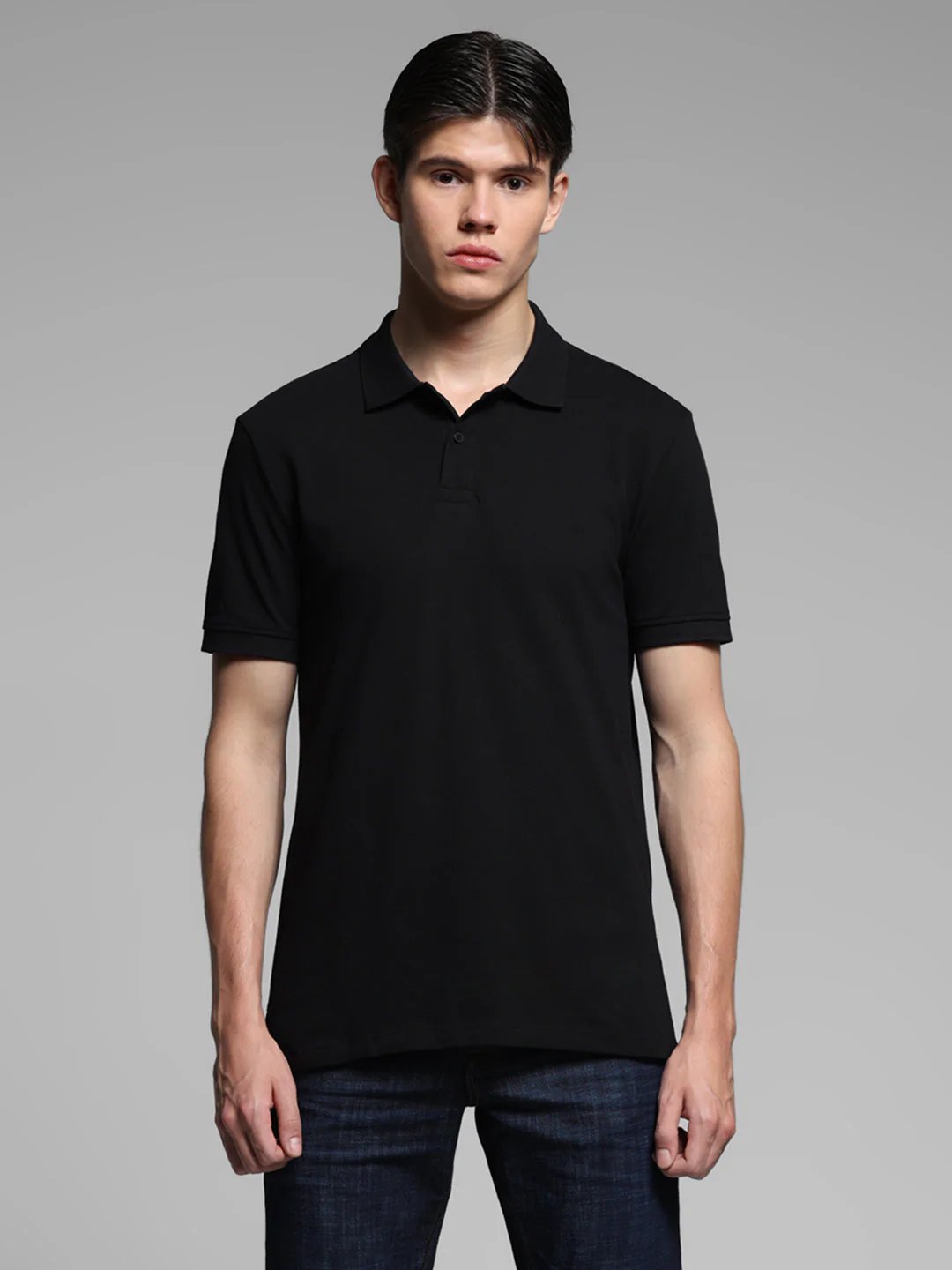 Black Cotton Slim Fit Polo - Image 9