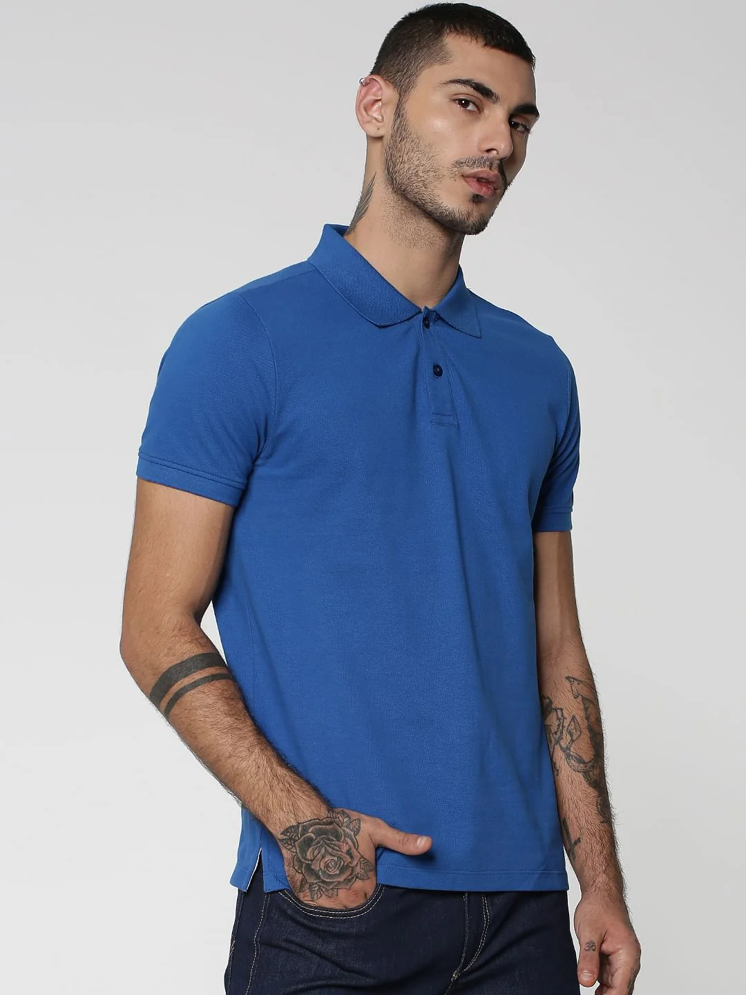 Electric Blue Cotton Polo - Image 3
