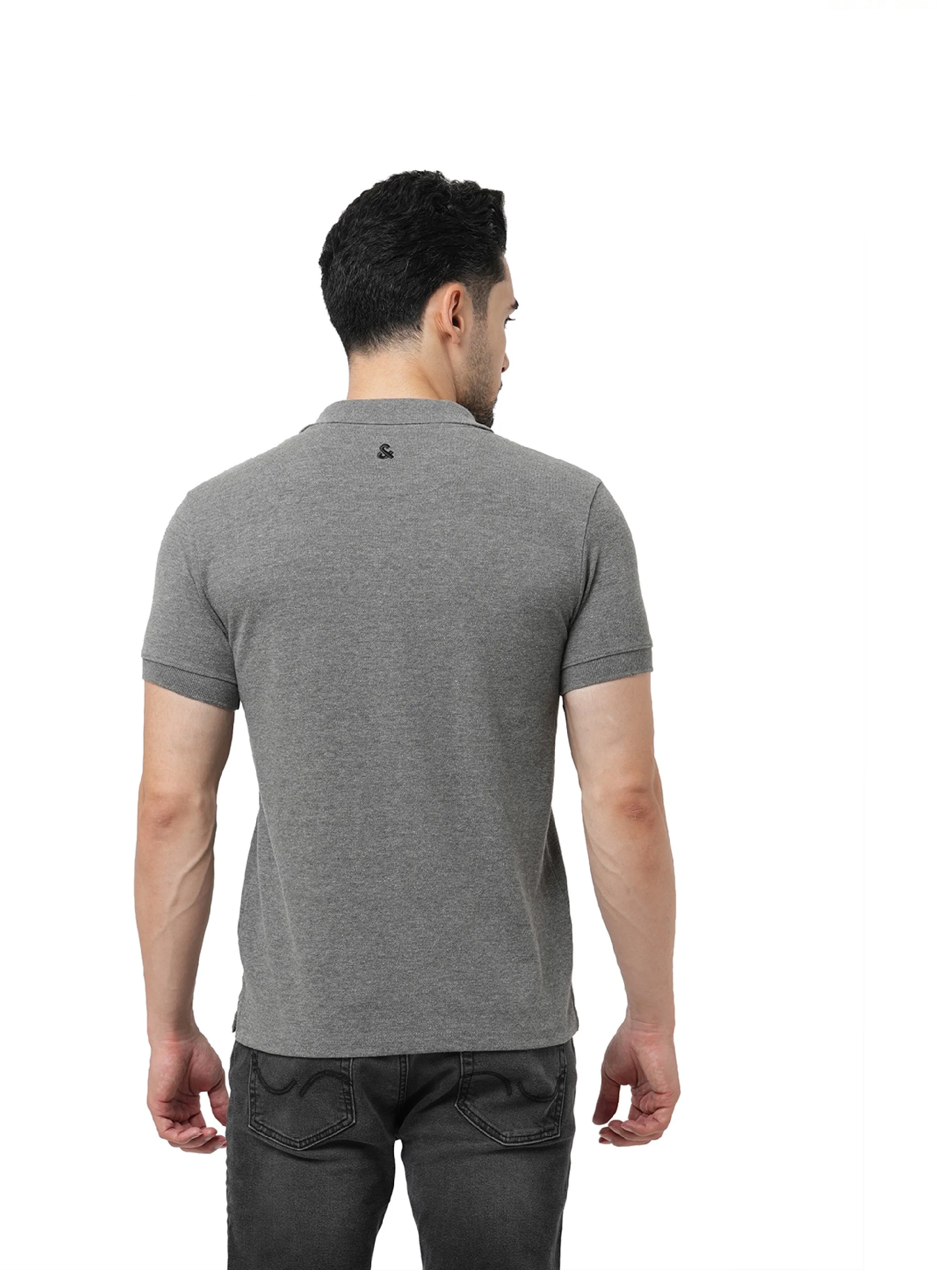 Charcoal Grey Cotton Polo - Image 2