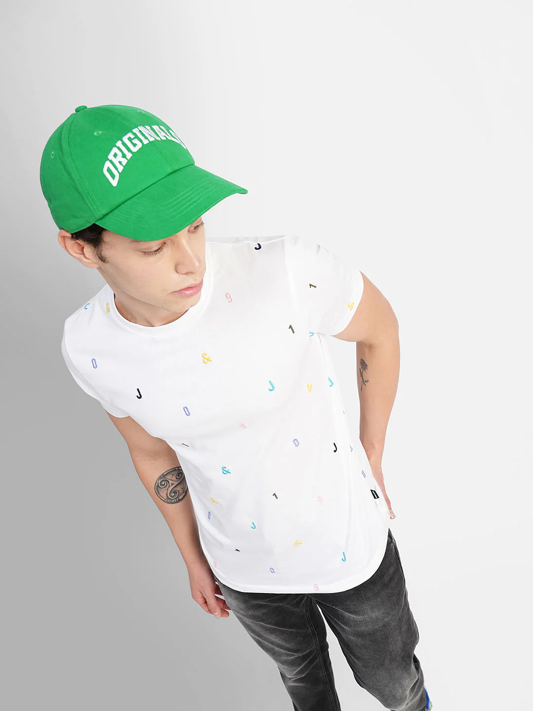 White Logo Print Crew Neck T-shirt