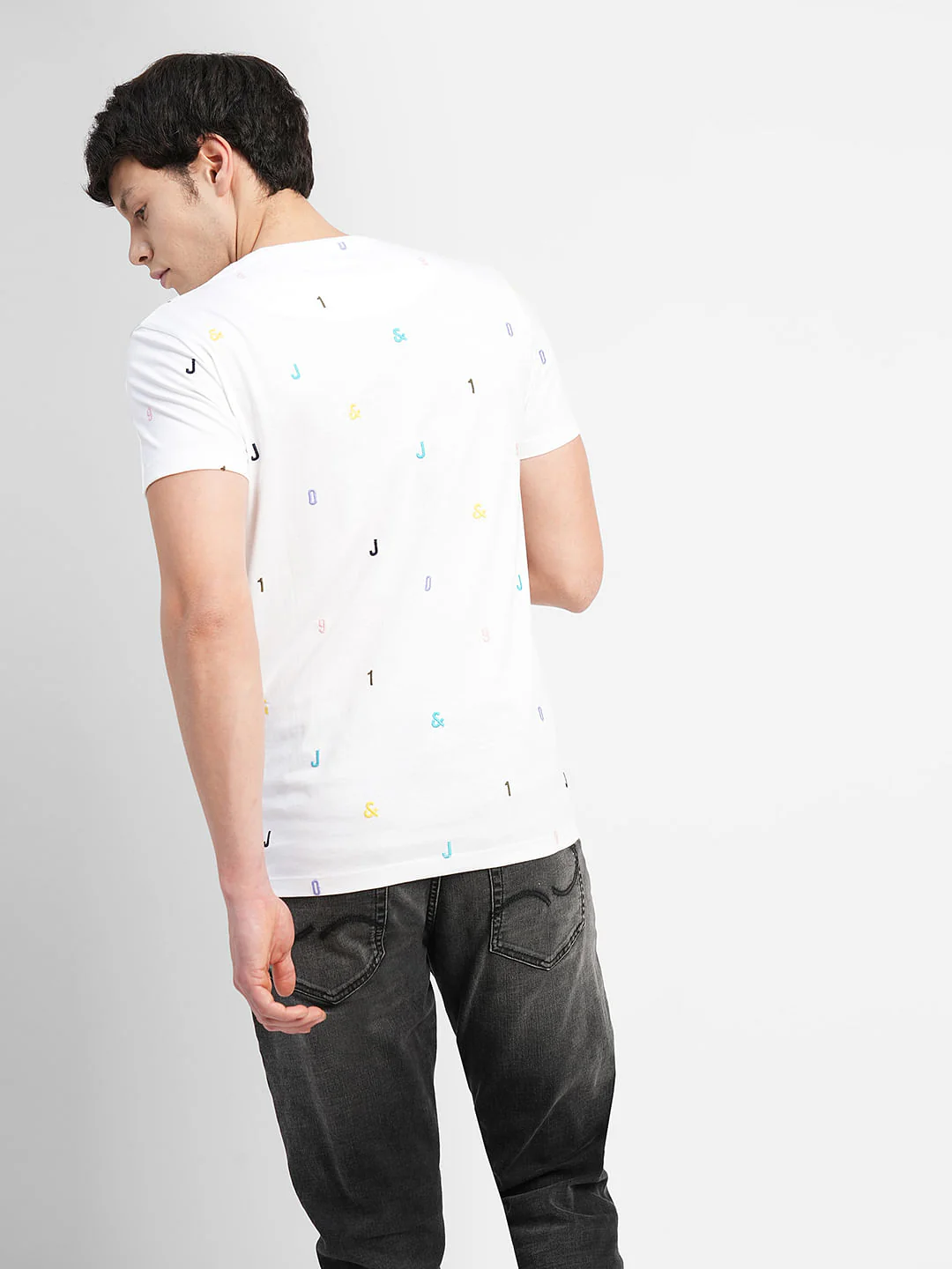 White Logo Print Crew Neck T-shirt - Image 4