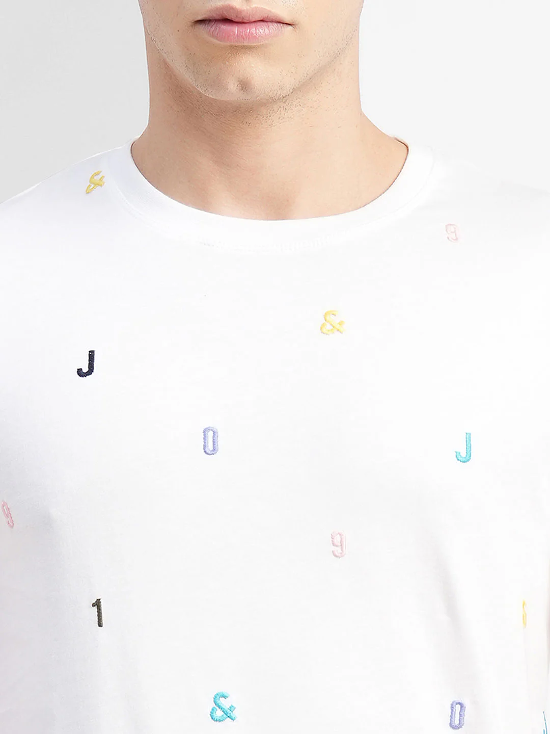 White Logo Print Crew Neck T-shirt - Image 5