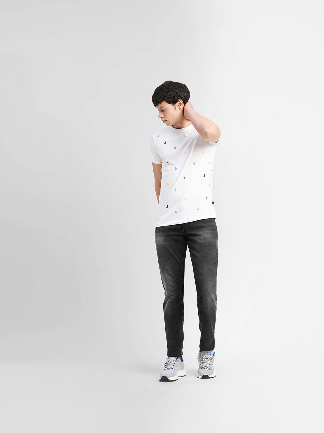 White Logo Print Crew Neck T-shirt - Image 6