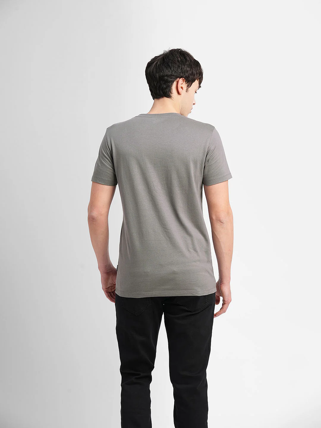 Grey Graphic Print Crew Neck T-shirt - Image 4