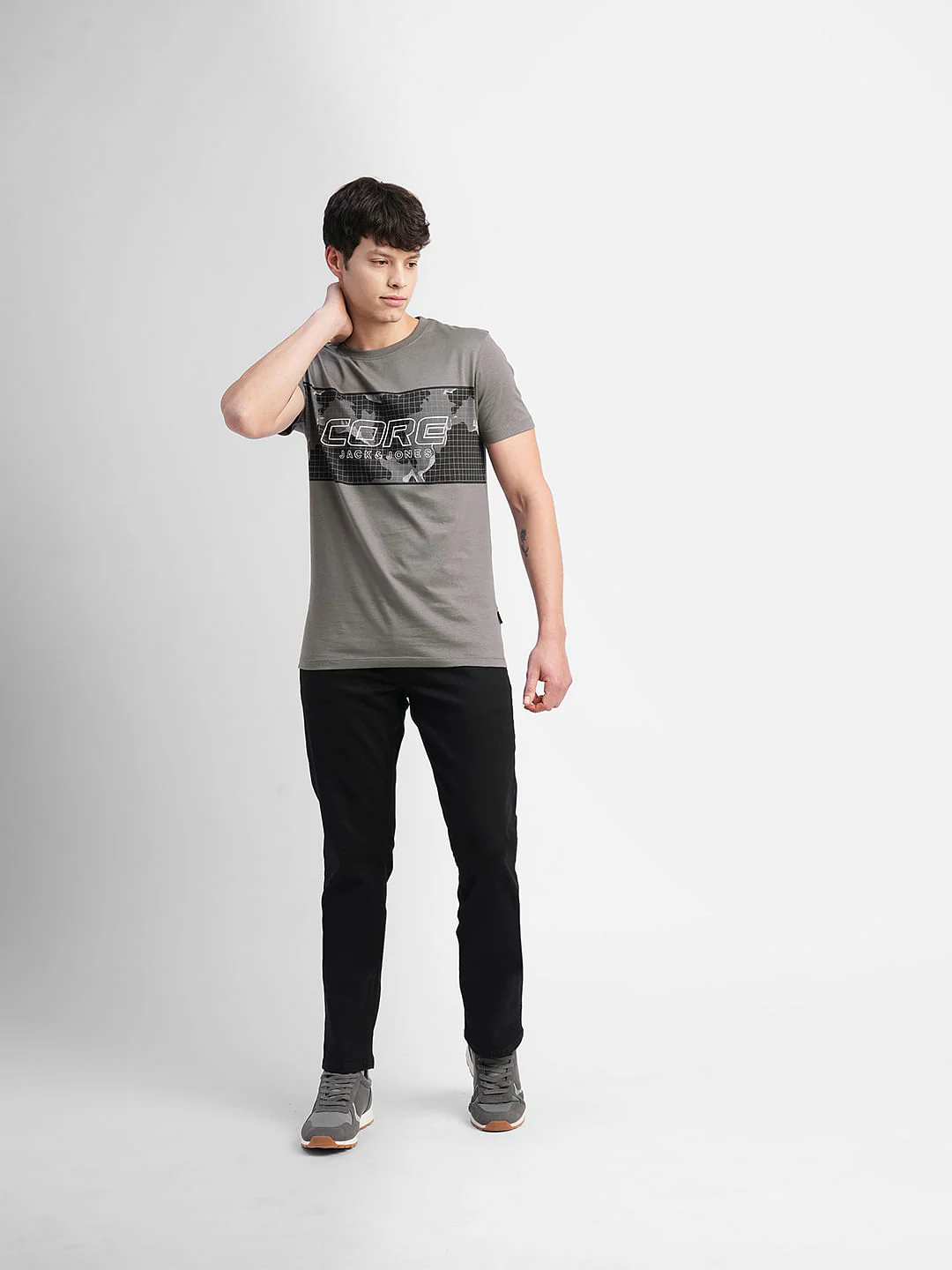 Grey Graphic Print Crew Neck T-shirt - Image 6