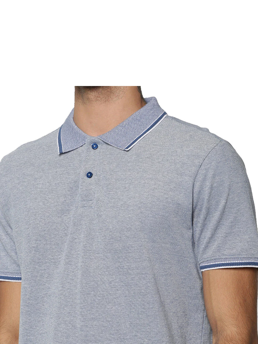 Light Blue Contrast Tipping Polo - Image 4