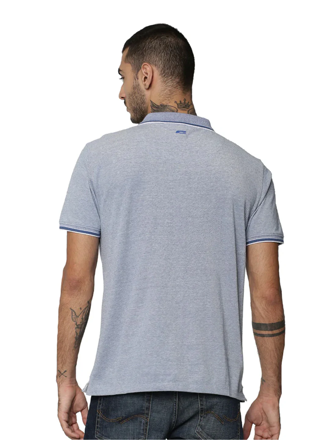 Light Blue Contrast Tipping Polo - Image 5