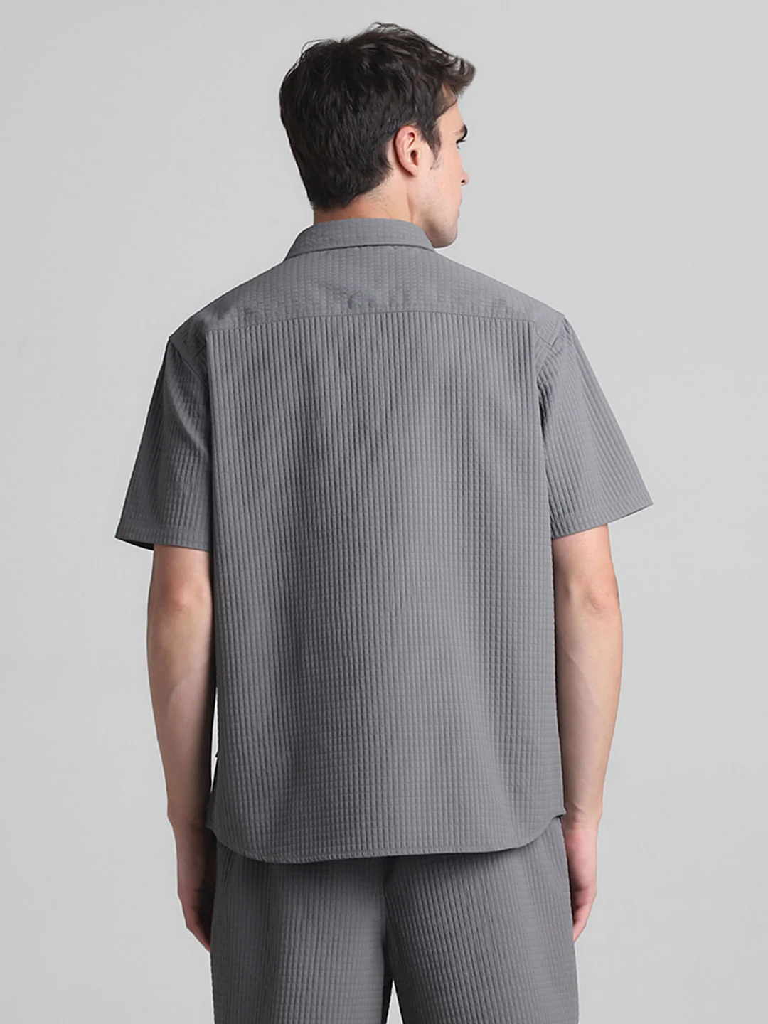 Grey Dobby Co-ord Set Shirt - Image 4