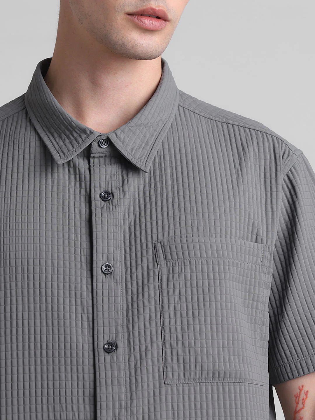 Grey Dobby Co-ord Set Shirt - Image 5