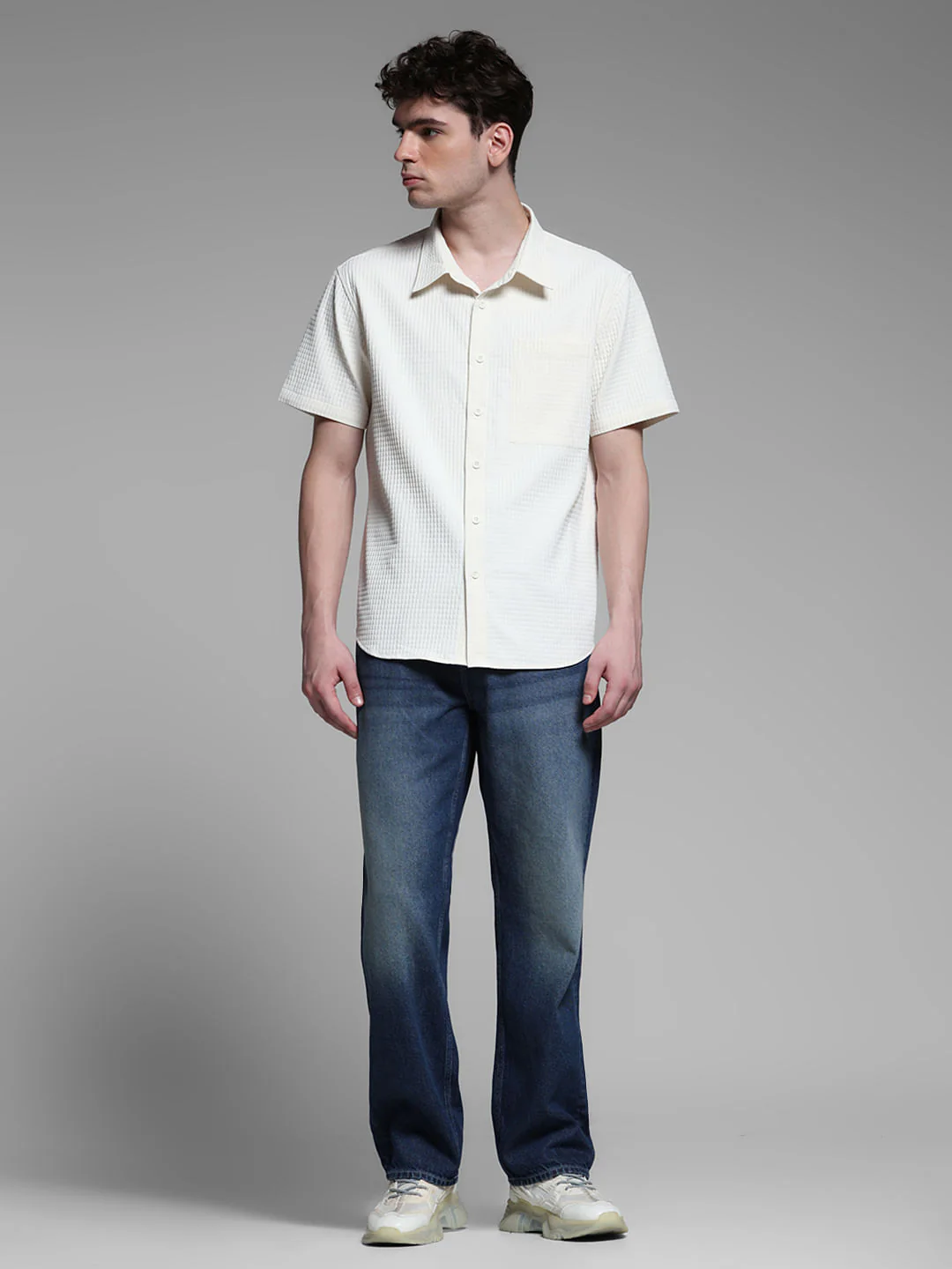 WHITE DOBBY CHECK SHIRT - Image 6