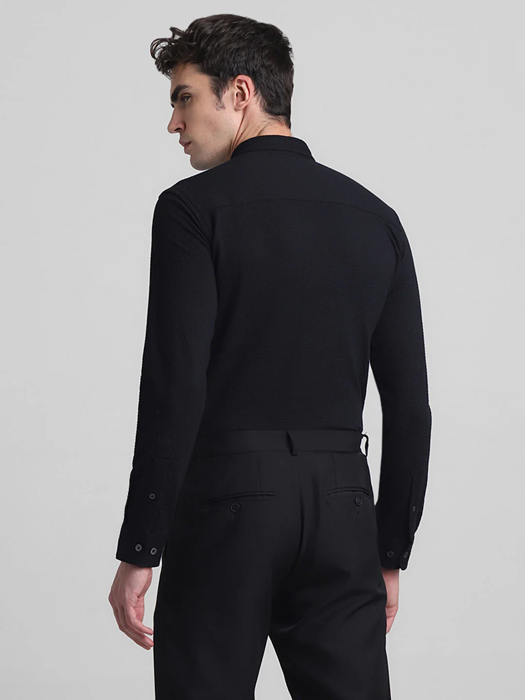 Black Knitted Full Sleeves Shirt - Image 4