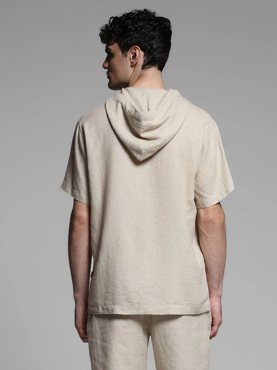 Beige Hooded Co-ord Set Shirt - Image 4