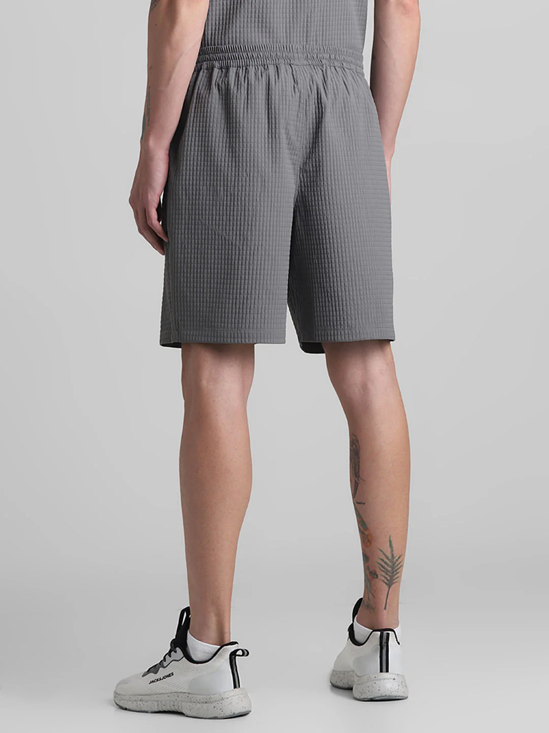 Grey Dobby Co-ord Set Shorts - Image 3