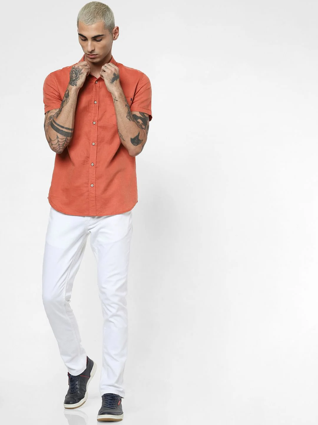 Rust Linen Short Sleeves Shirt - Image 6