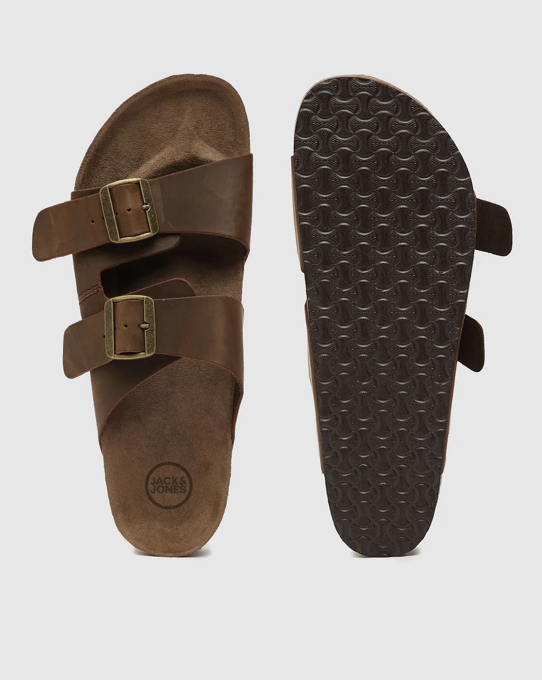 Brown Leather Slip-On Sandals