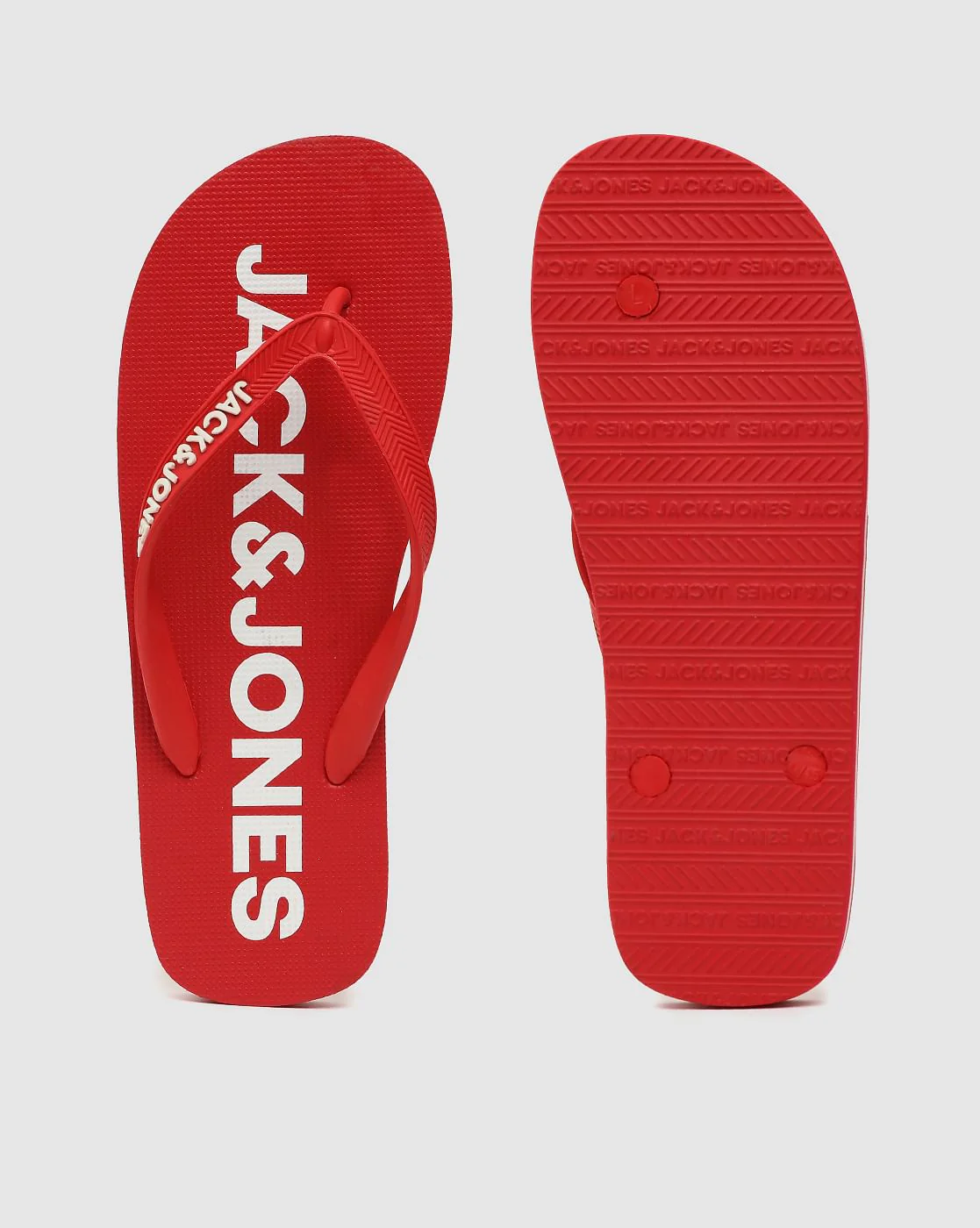 Red Logo Print Flip Flops