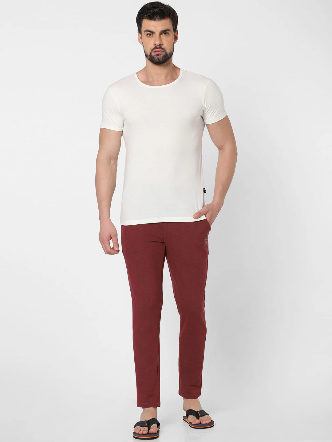Red Mid Rise Trackpants