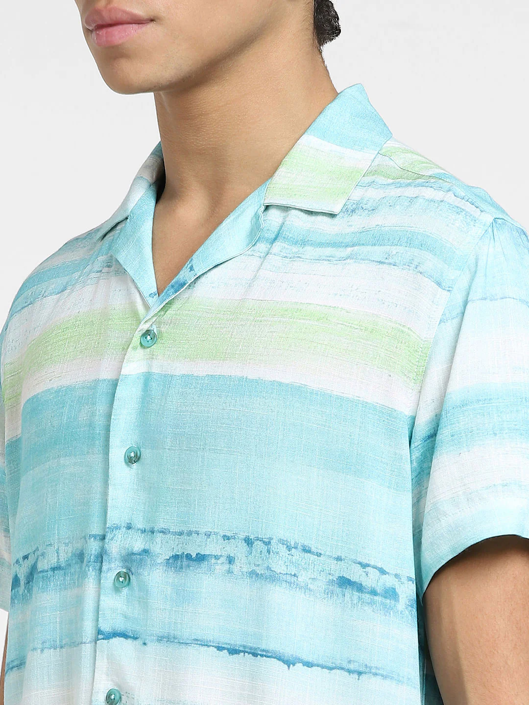 Sky Blue Printed Short Sleeves Shirt - Image 5