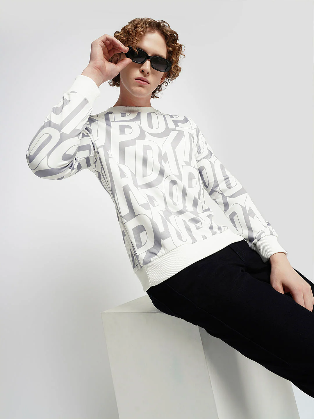 PRODUKT by JACK&JONES White Typographic Print Sweatshirt