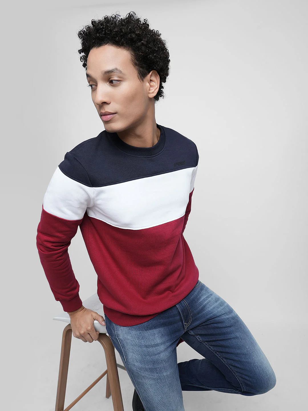PRODUKT by JACK&JONES Red Colourblocked Print Sweatshirt