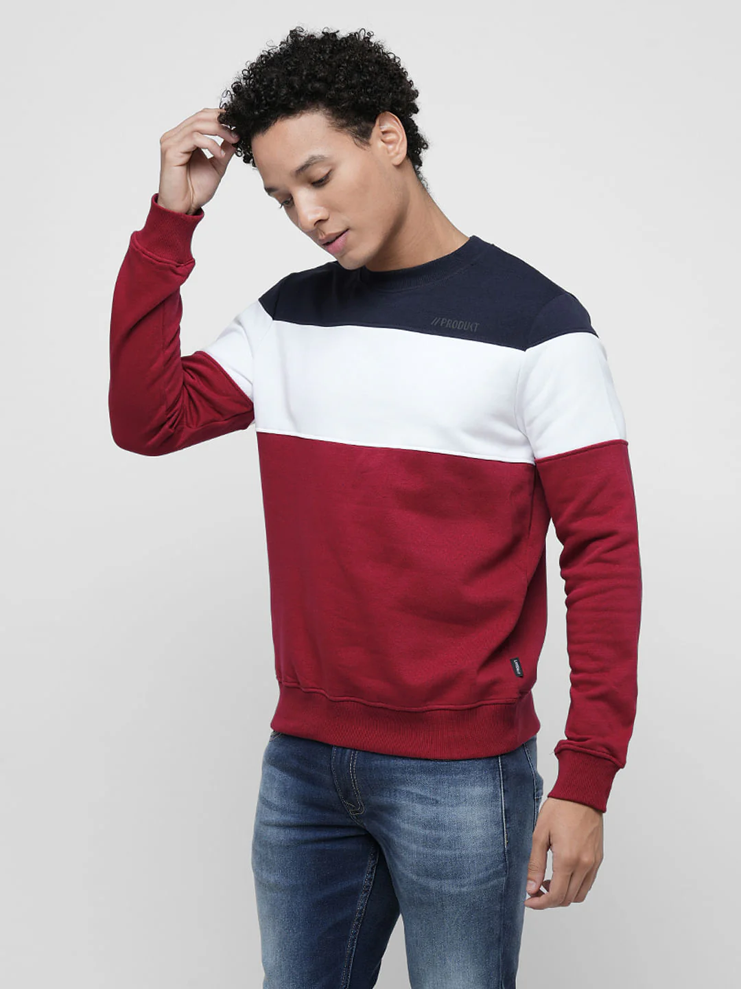 PRODUKT by JACK&JONES Red Colourblocked Print Sweatshirt - Image 3