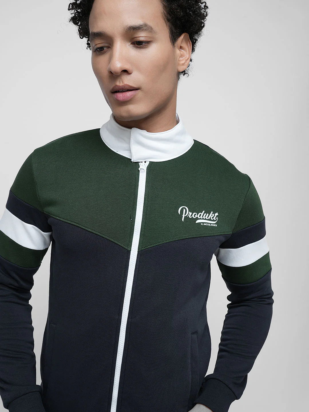 PRODUKT by JACK&JONES Blue Colourblocked Zip-Up Sweatshirt - Image 6