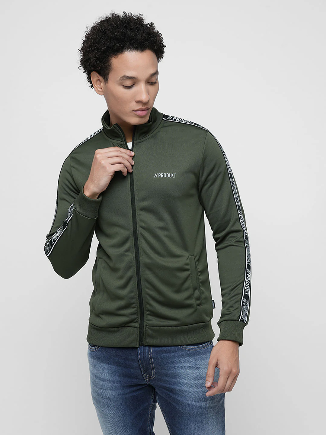 PRODUKT by JACK&JONES Dark Green Tape Detail Sweatshirt - Image 2