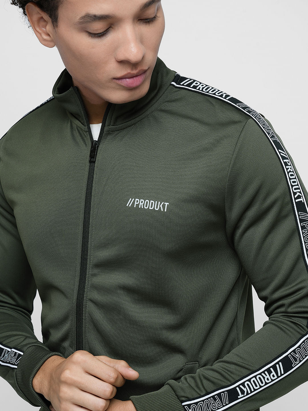 PRODUKT by JACK&JONES Dark Green Tape Detail Sweatshirt - Image 6