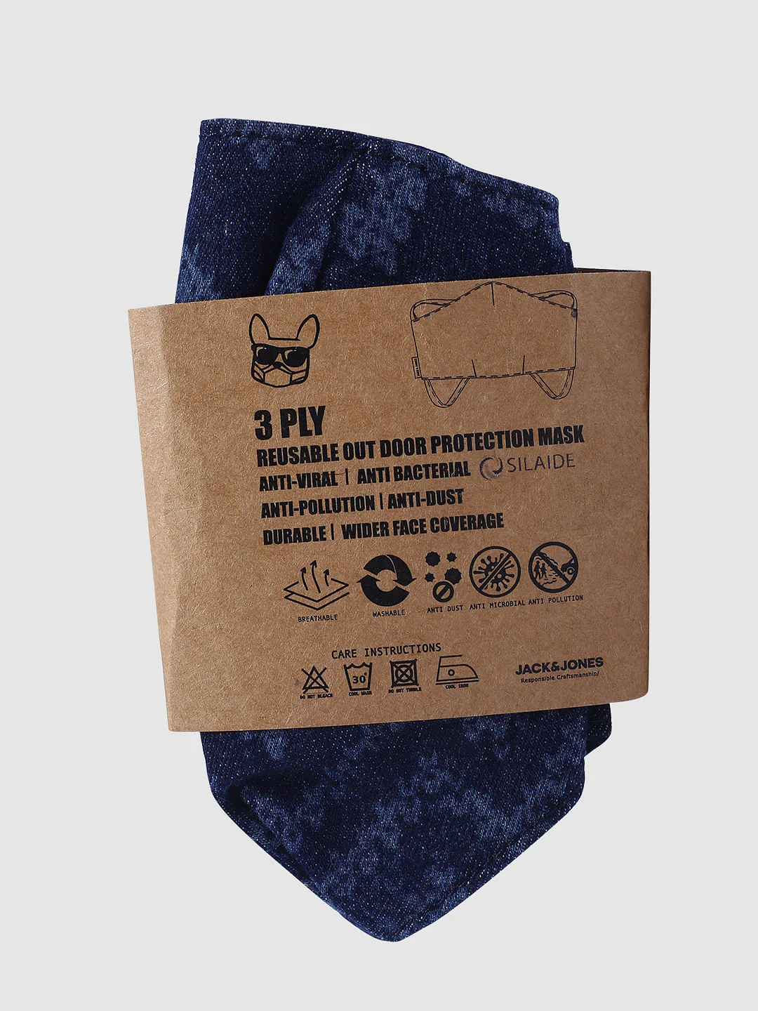 Blue Lightweight Denim 3PLY Mask - Image 6