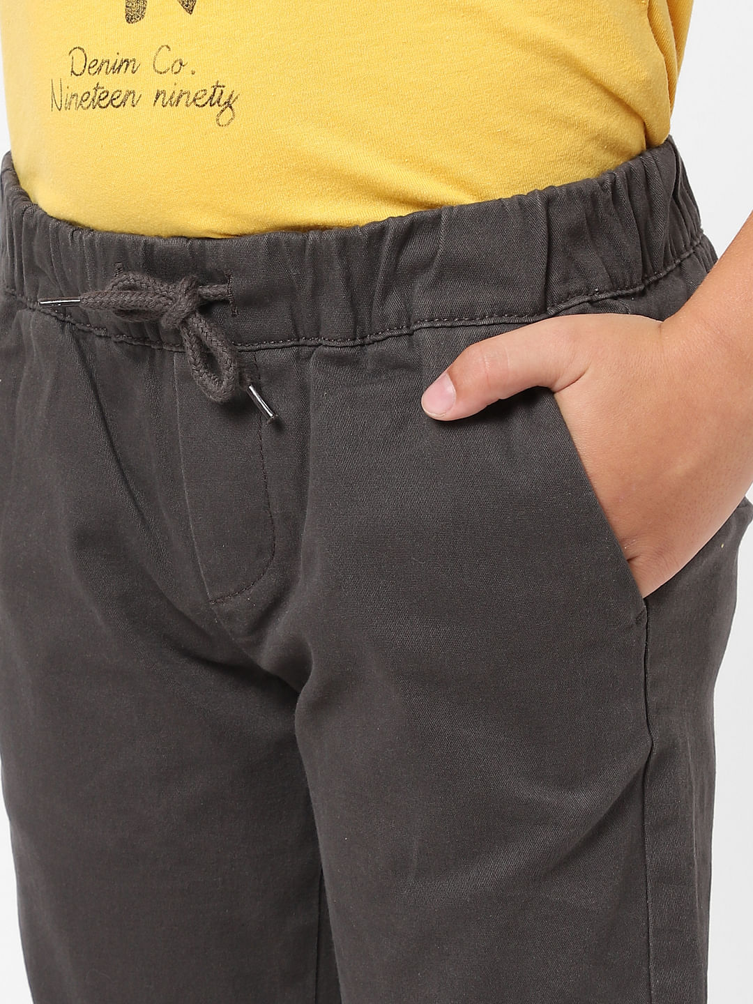BOYS Dark Grey Mid Rise Joggers - Image 5